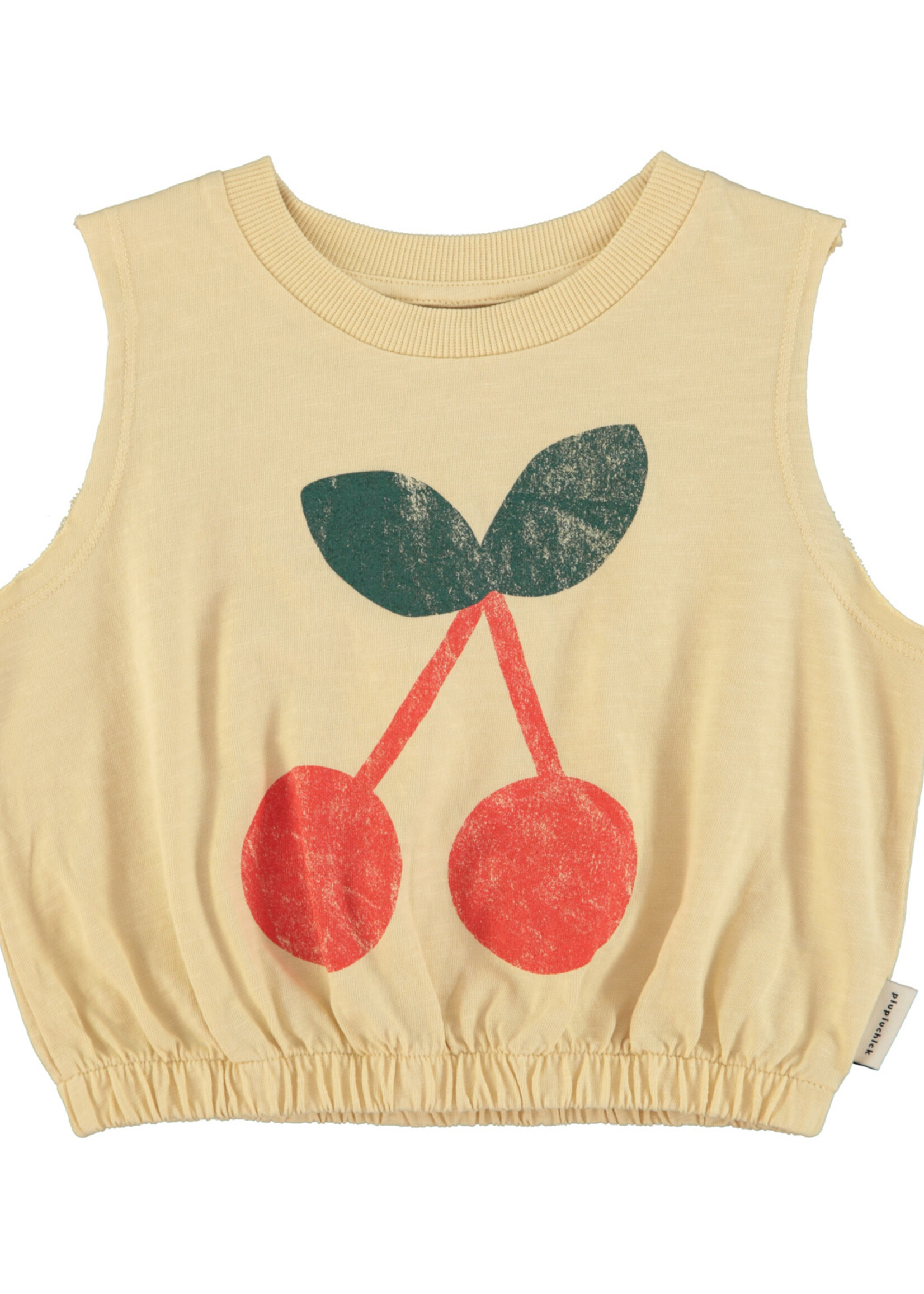 Piupiuchick Sleeveless top | sand w/ cherry print 140  - Piupiuchick