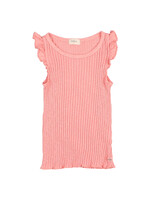 Buho Barcelona Rib ruffle tshirt Peach pink - Buho