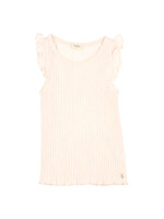 Buho Barcelona Rib ruffle tshirt Ivory - Buho