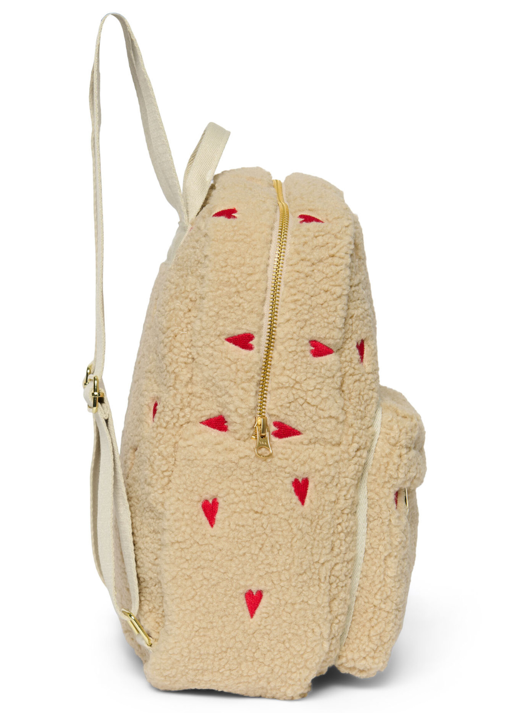 Studio Noos Ecru teddy heart  Midi backpack with front bag - Studio Noos