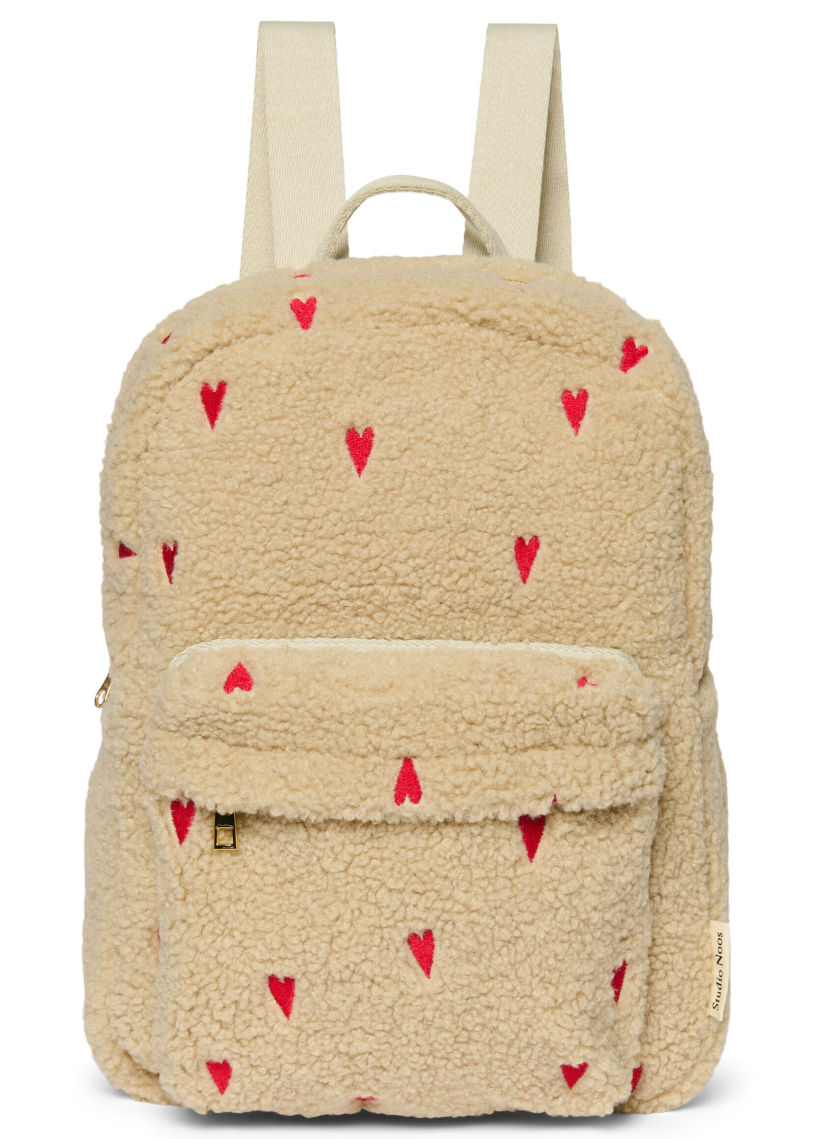Studio Noos Ecru teddy heart  Midi backpack with front bag - Studio Noos