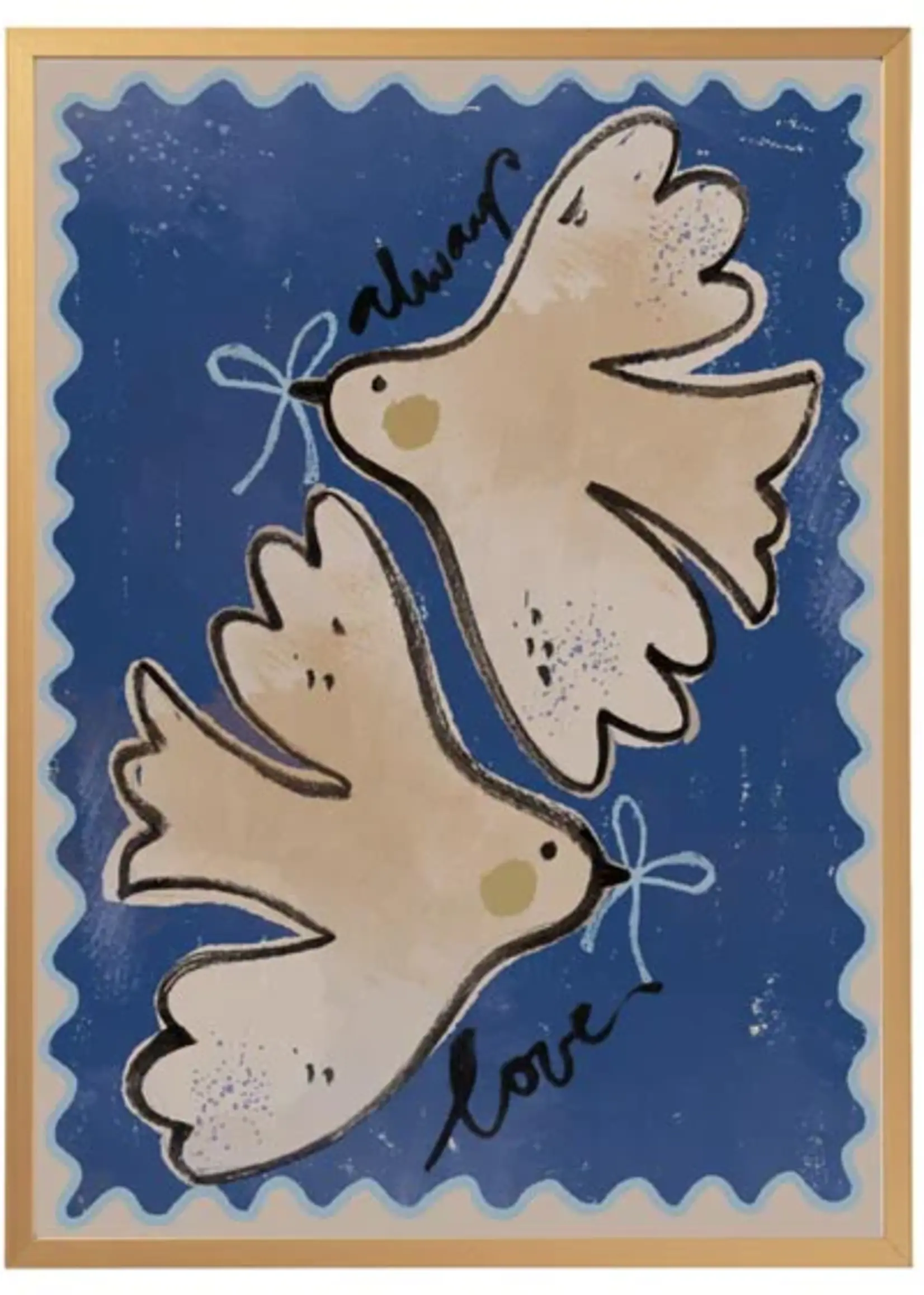 Studio Loco A3 poster Doves blue - Studio Loco