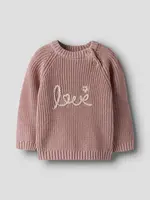 Lil Atelier Emlen emb LS knit | Misty rose - Lil atelier