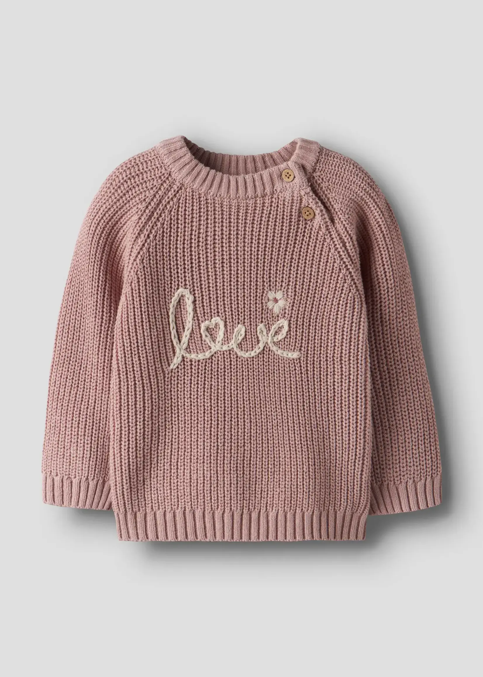 Lil Atelier Emlen emb LS knit | Misty rose - Lil atelier