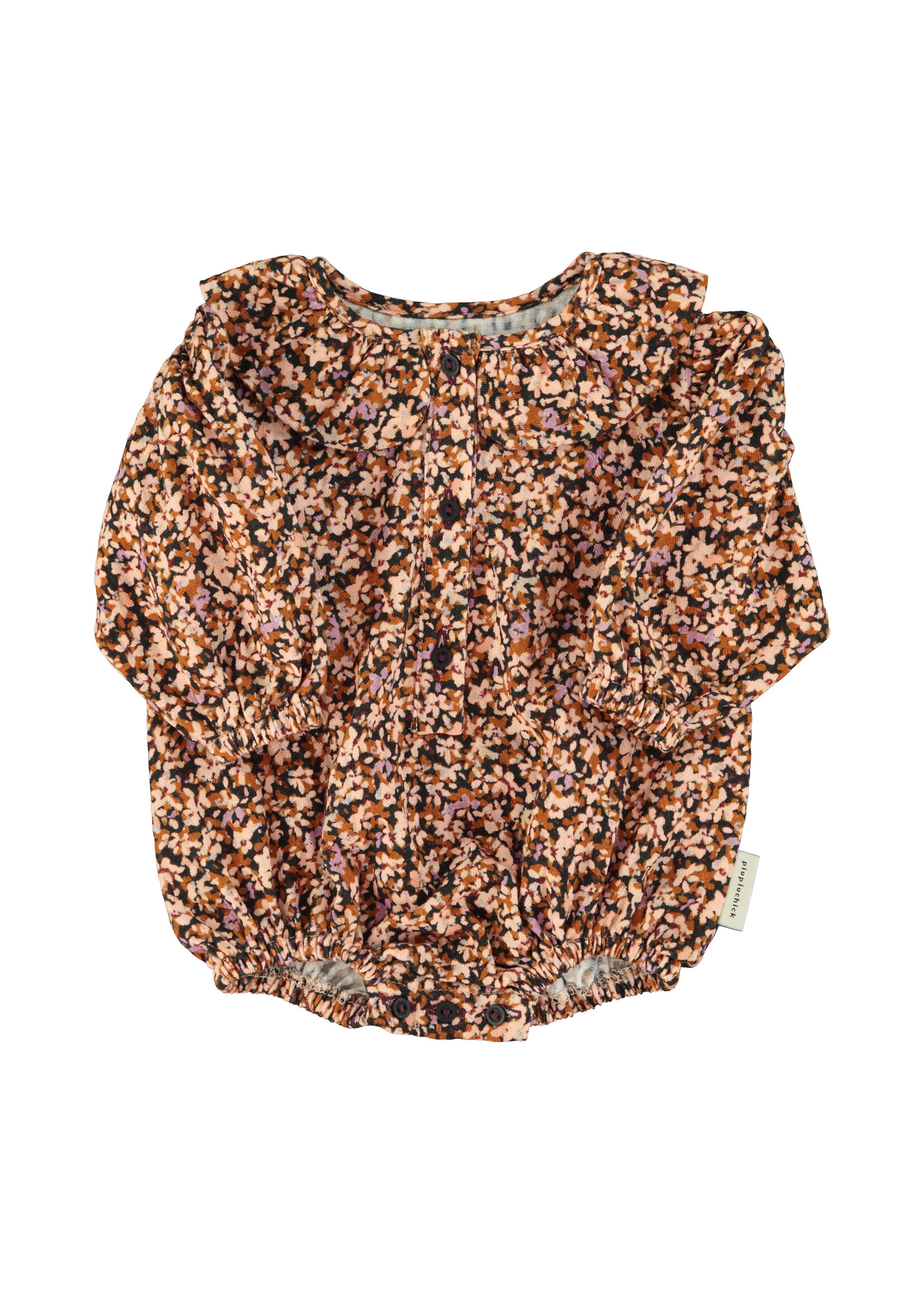 Piupiuchick Longsleeve romper Light pink & brown flowers - Piupiuchick