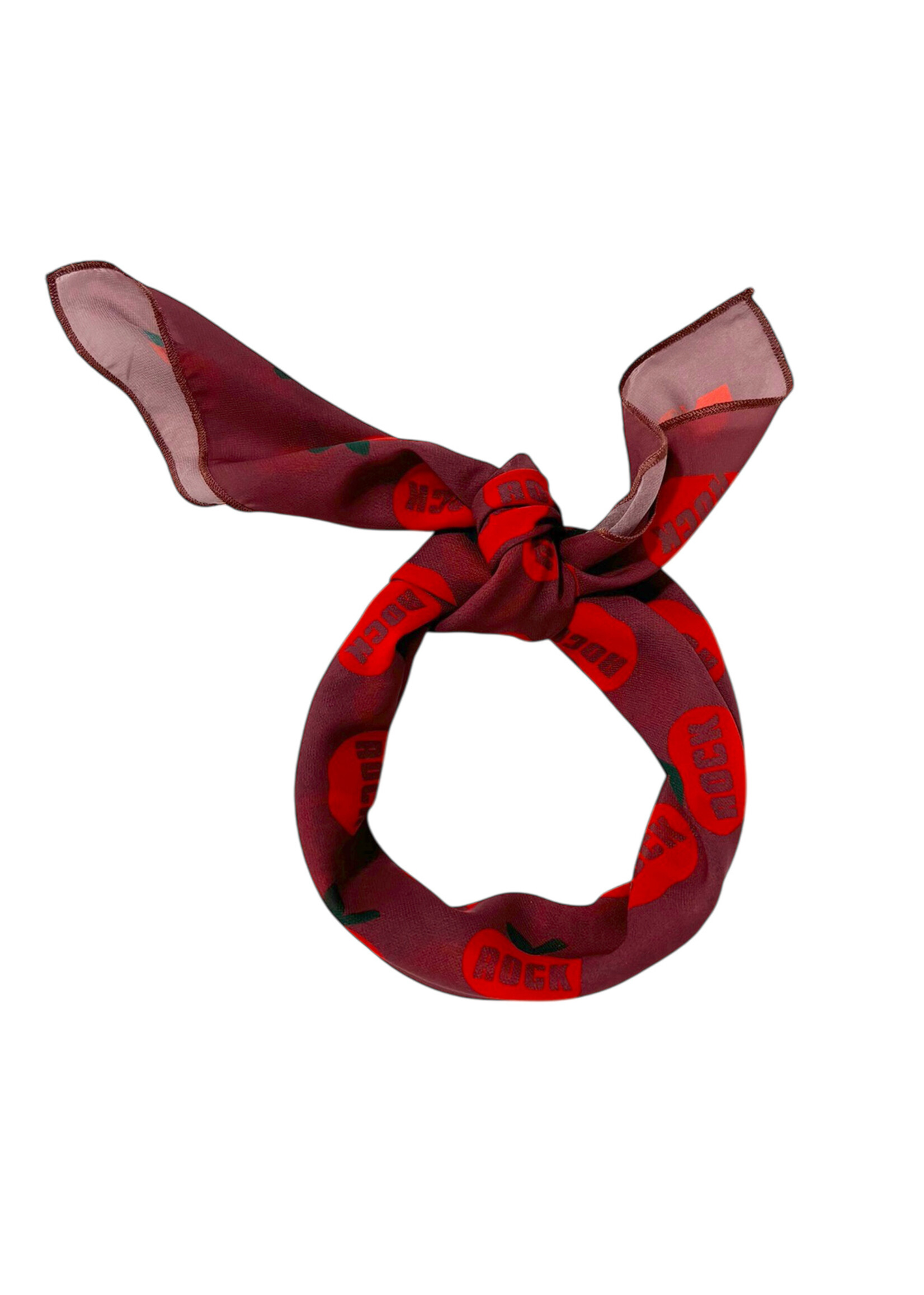 Piupiuchick Chiffon bandana Bordeaux Red apples allover - Piupiuchick