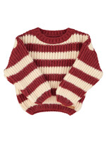 Piupiuchick Knitted sweater Bordeaux Light pink stripes - Piupiuchick