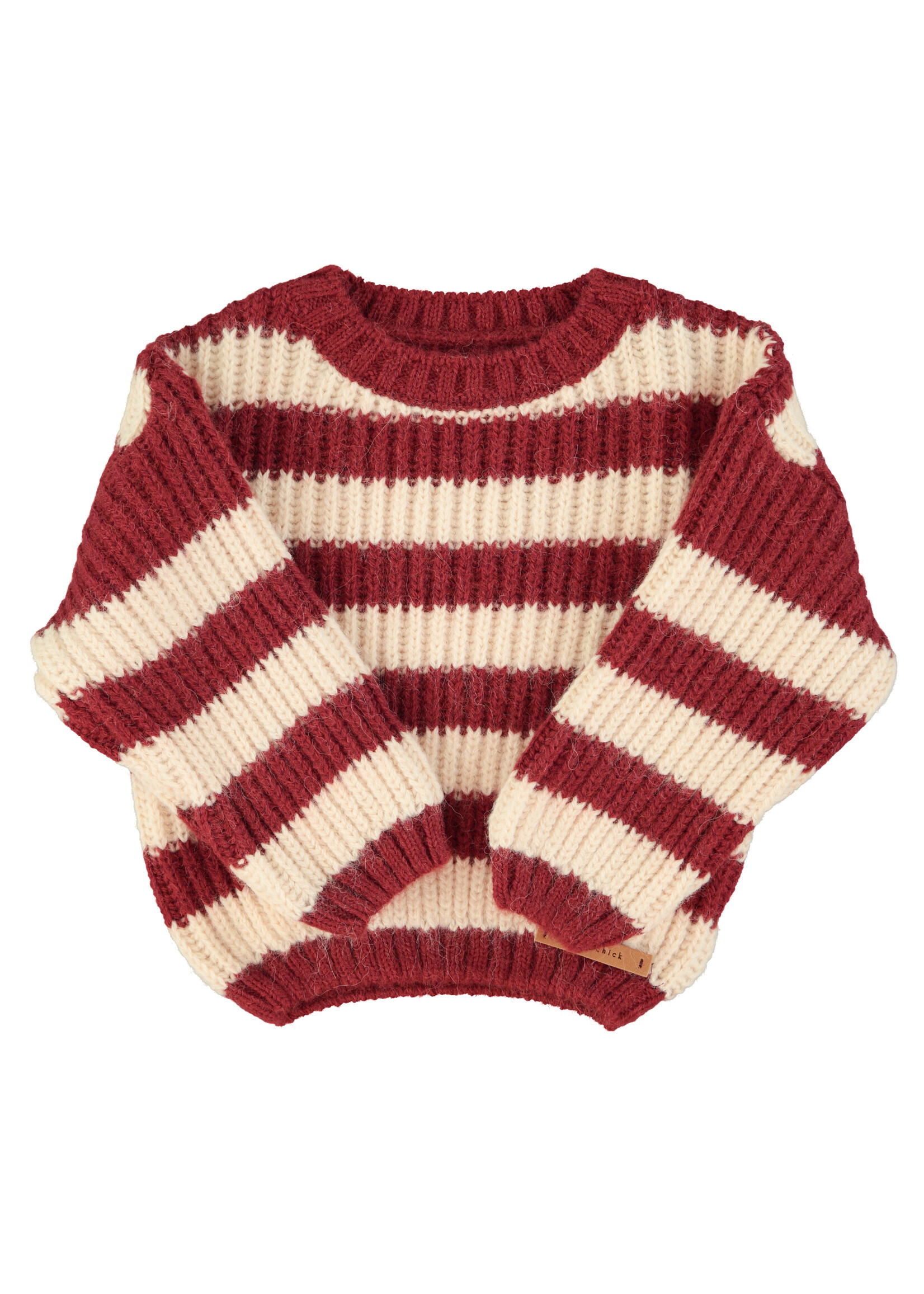 Piupiuchick Knitted sweater Bordeaux Light pink stripes - Piupiuchick