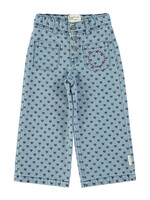 Piupiuchick Flare trousers Washed blue denim black hearts - Piupiuchick