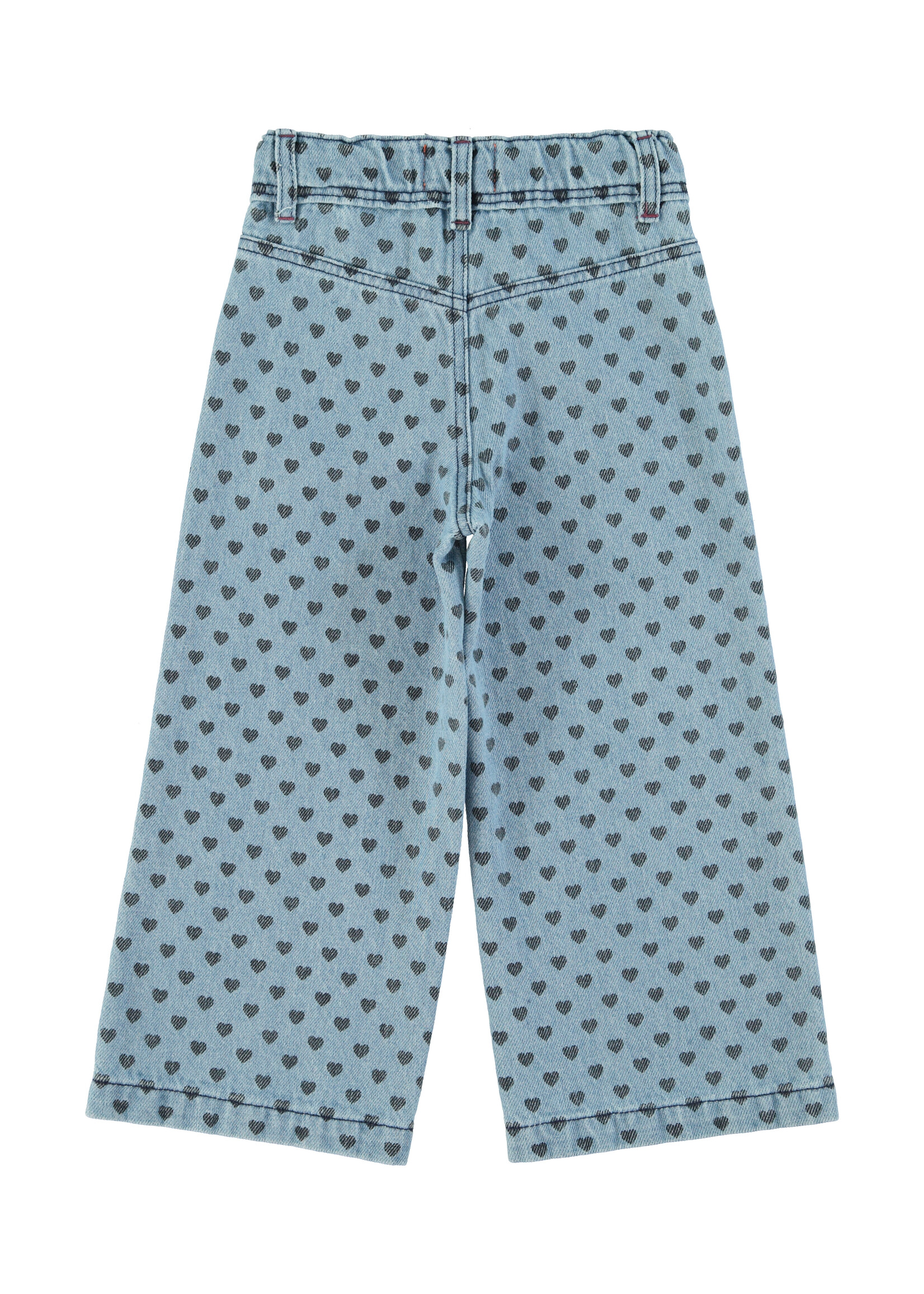 Piupiuchick Flare trousers Washed blue denim black hearts - Piupiuchick