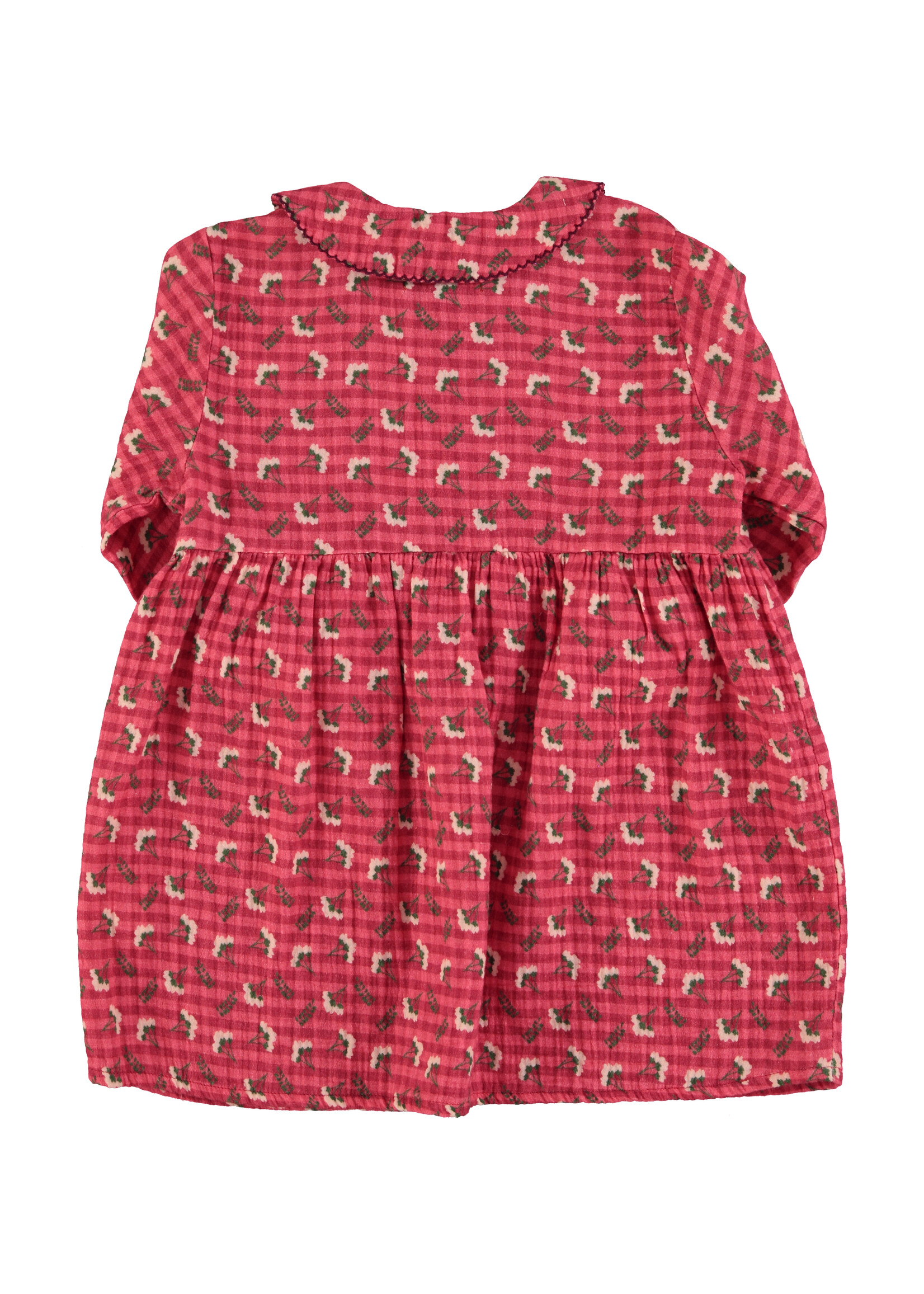 Piupiuchick Short dress Pink checekered flowers - Piupiuchick