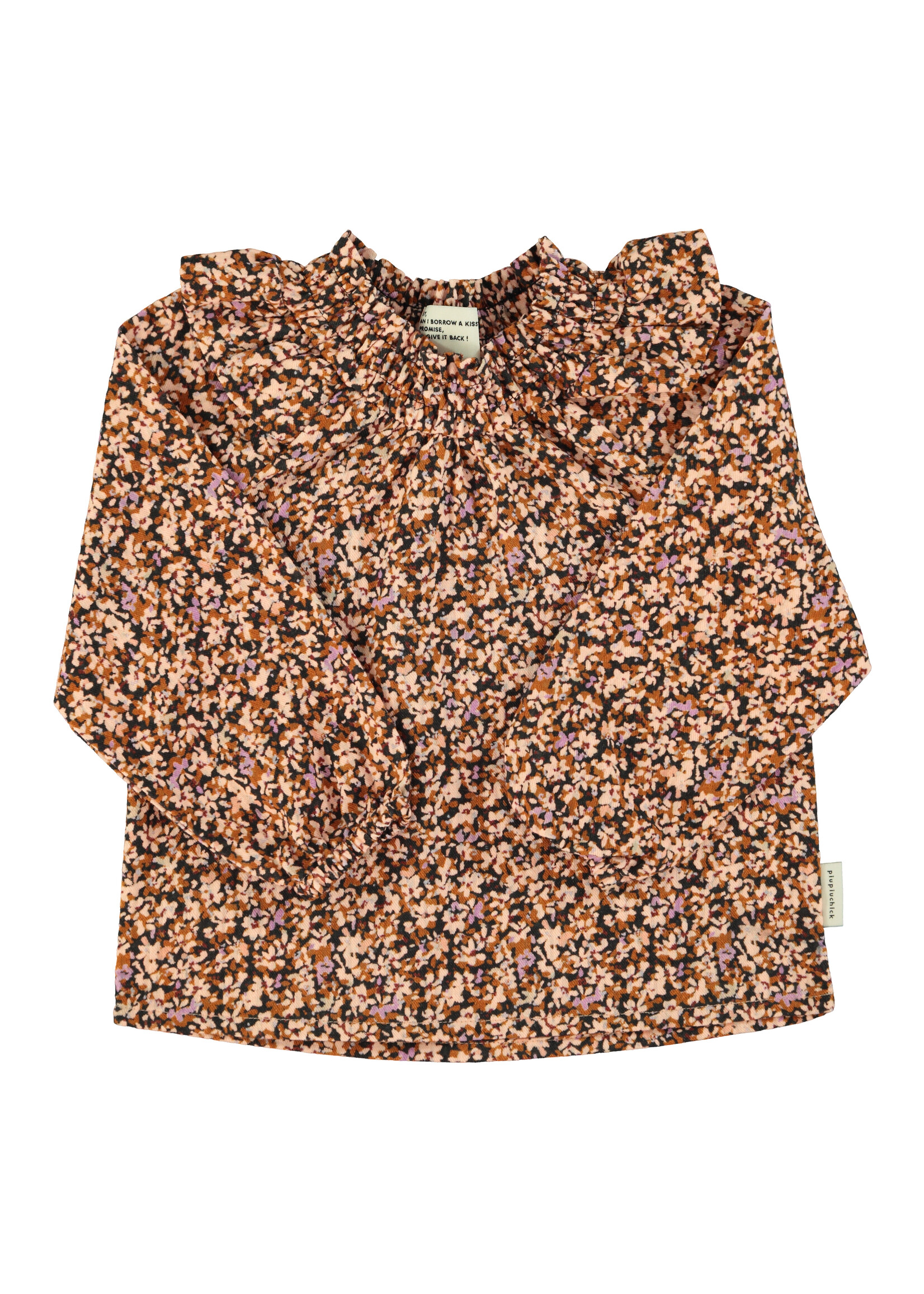 Piupiuchick Blouse light pink en brown flowers - Piupiuchick