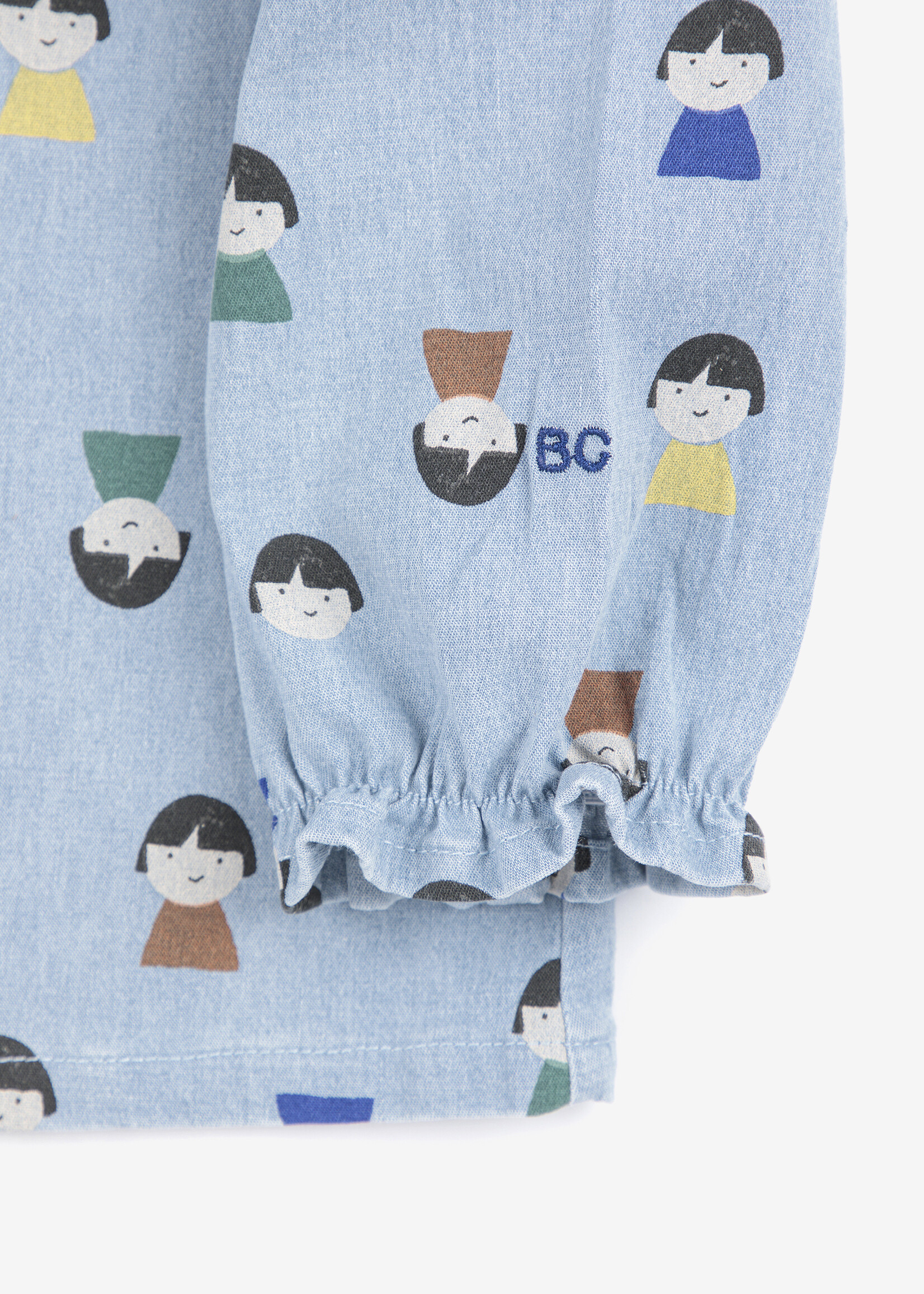 Bobo Choses Game paws all over light denim blouse - Bobo Choses