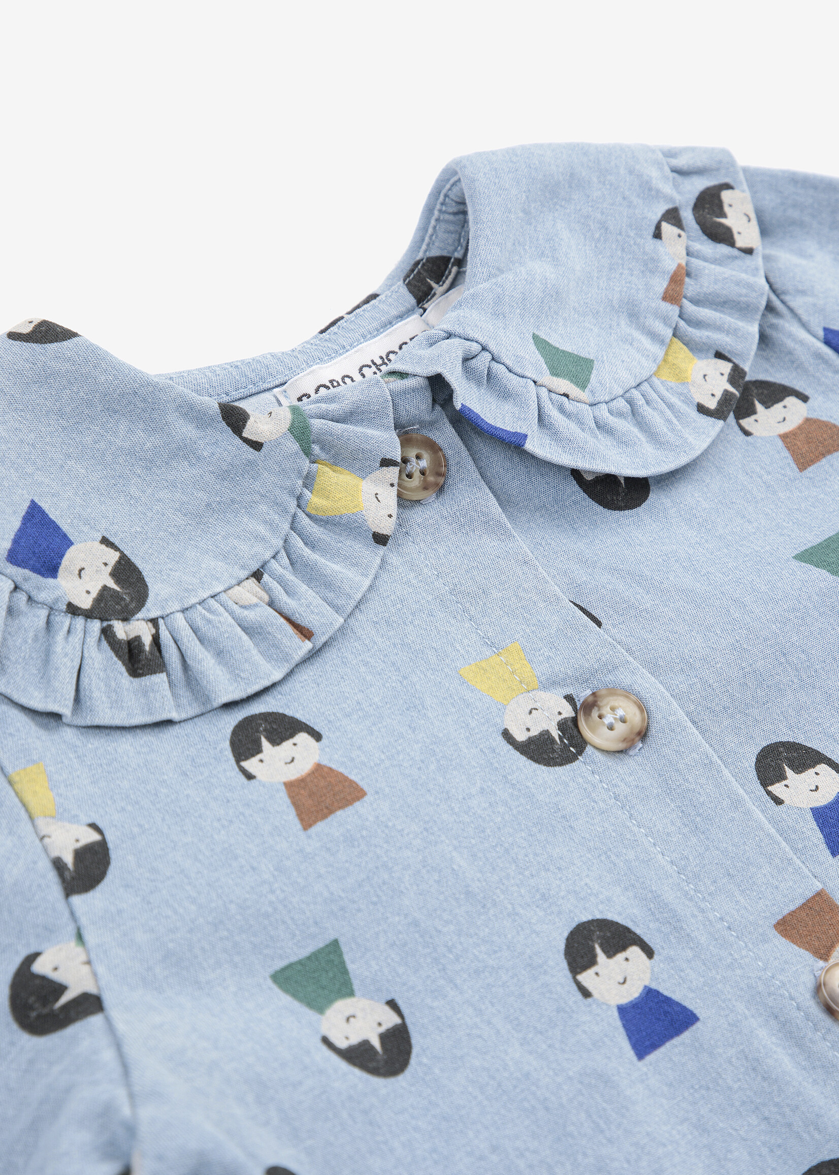 Bobo Choses Game paws all over light denim blouse - Bobo Choses
