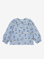 Bobo Choses Game paws all over light denim blouse - Bobo Choses