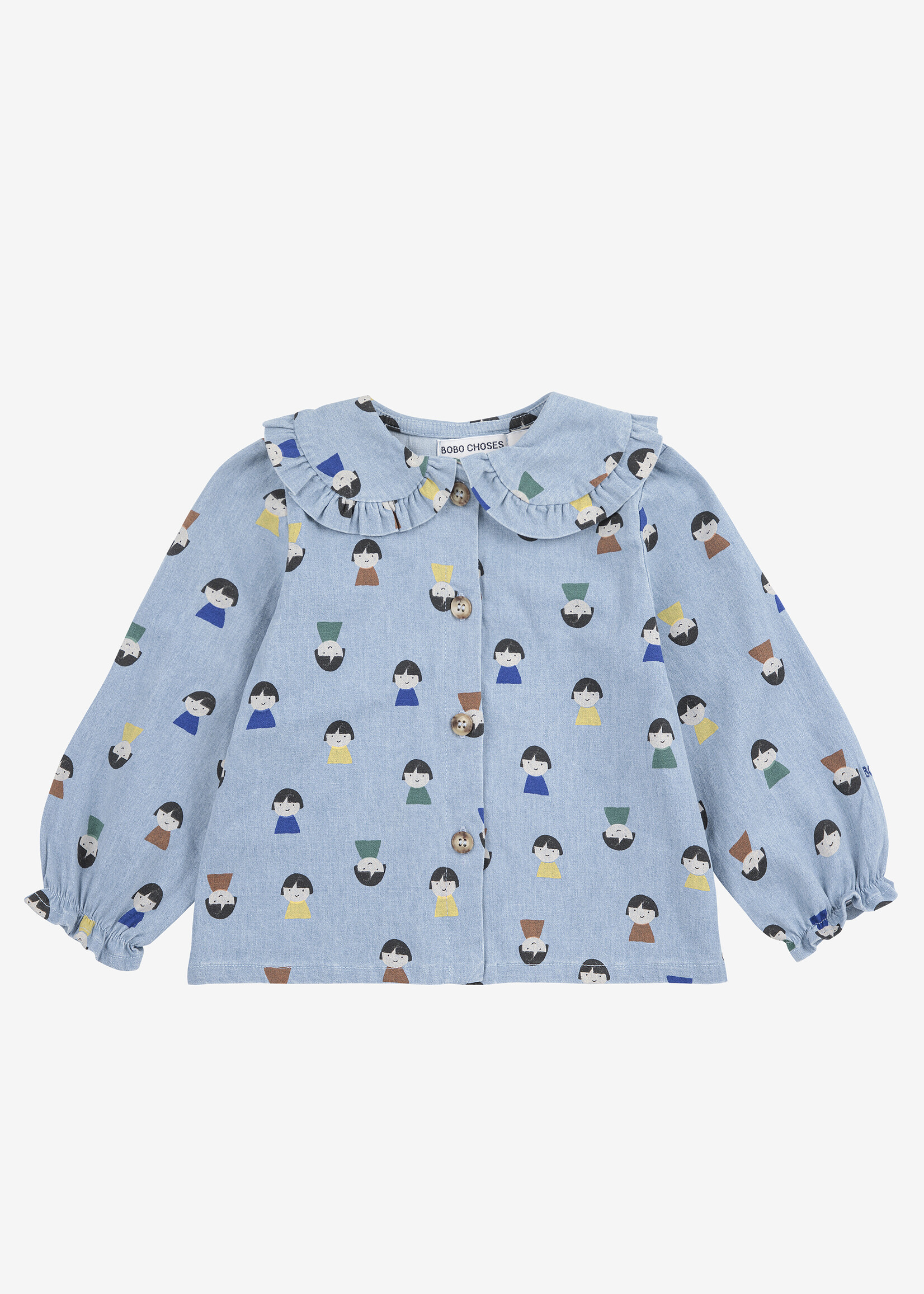 Bobo Choses Game paws all over light denim blouse - Bobo Choses