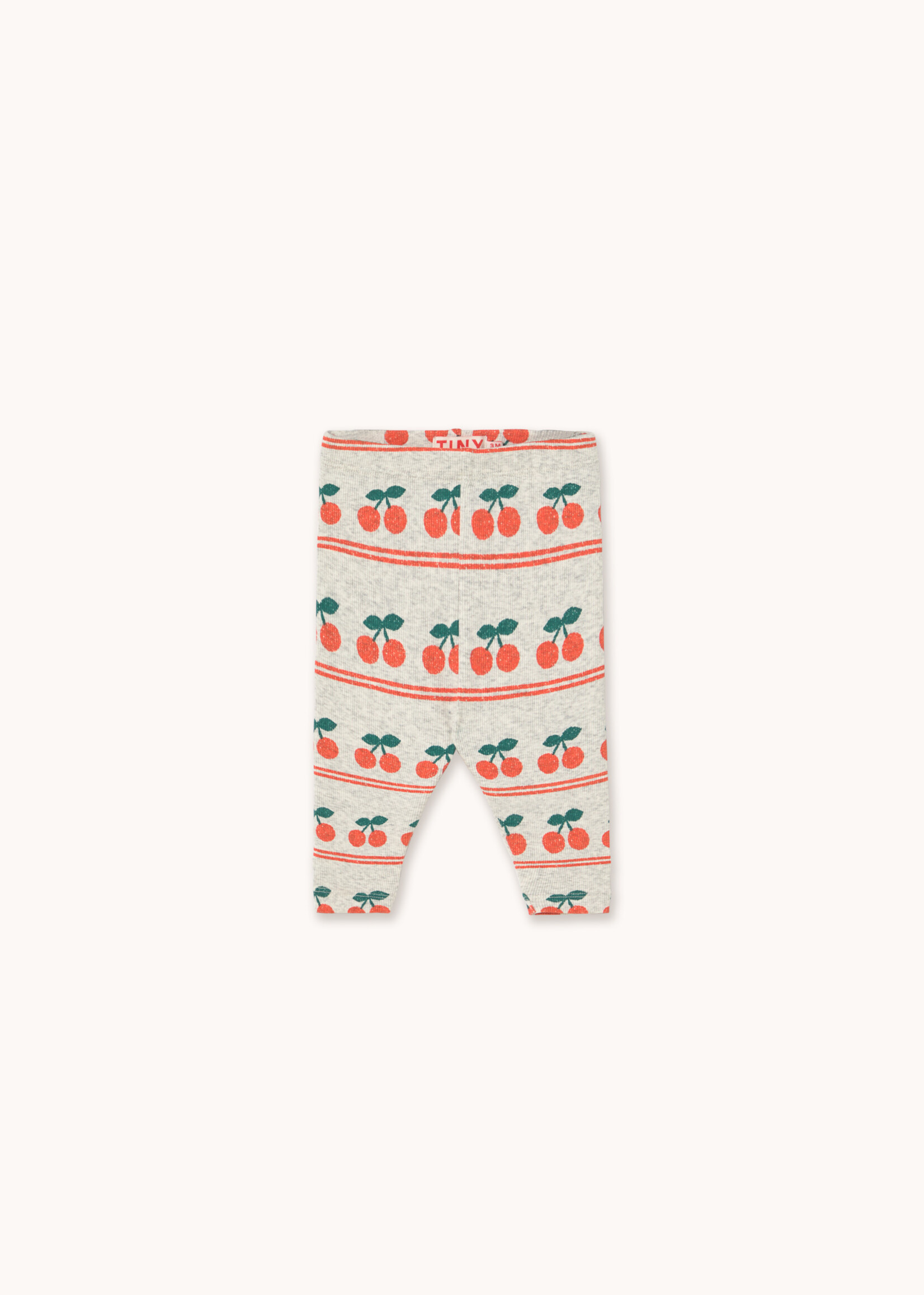 Tiny Cottons Cherry patern rib baby pants Light cream heather - Tiny Cottons