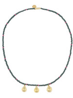Jenest Necklace Dark green fuchsia pink - Jenest