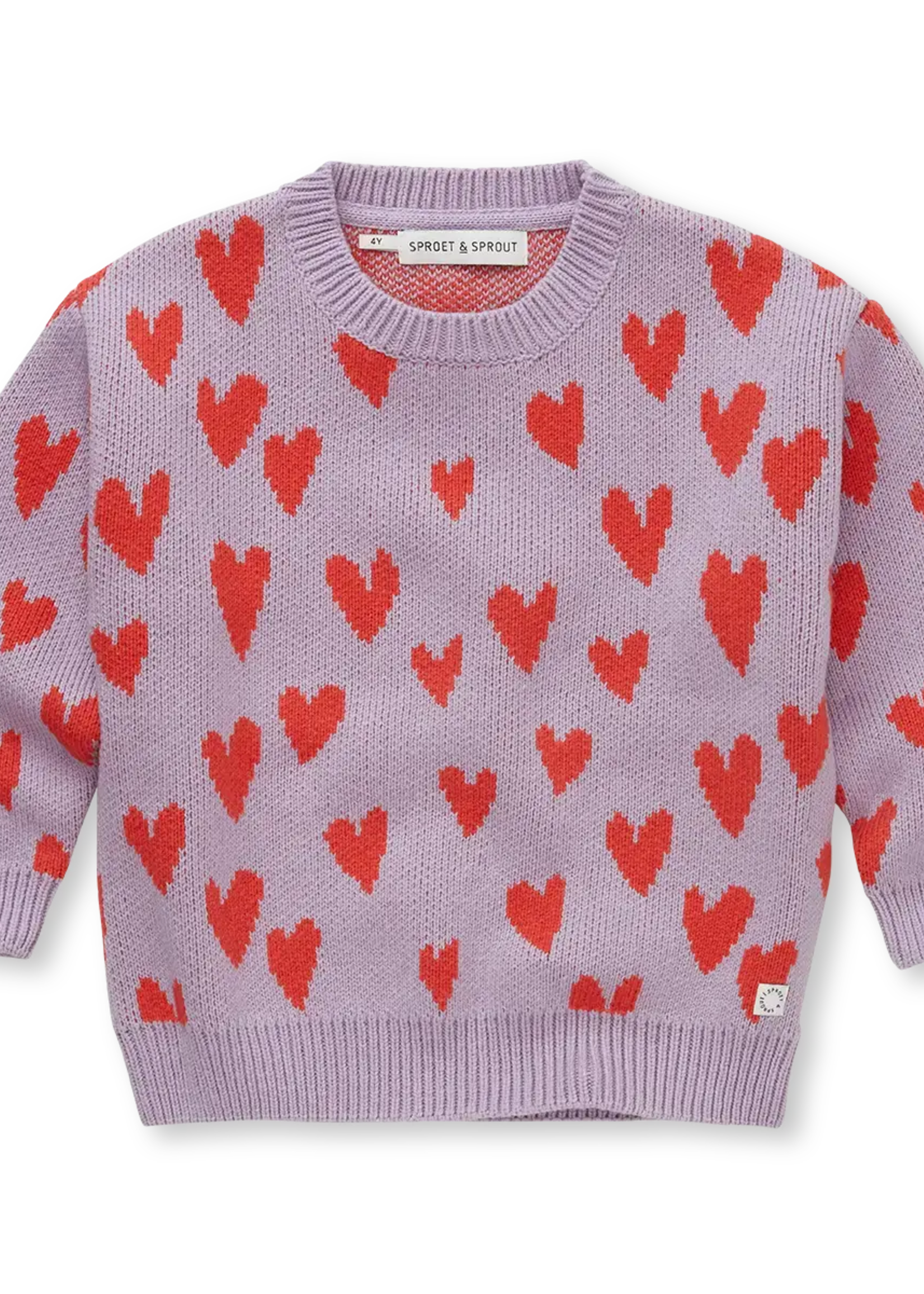 Sproet en Sprout Sweater intarsia hearts | Lavender - Sproet en Sprout