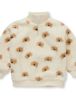 Sproet en Sprout Teddy mock zip dog print | ivory - Sproet en Sprout