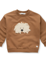 Sproet en Sprout Sweatshirt moustache dog | Mocca - Sproet en Sprout