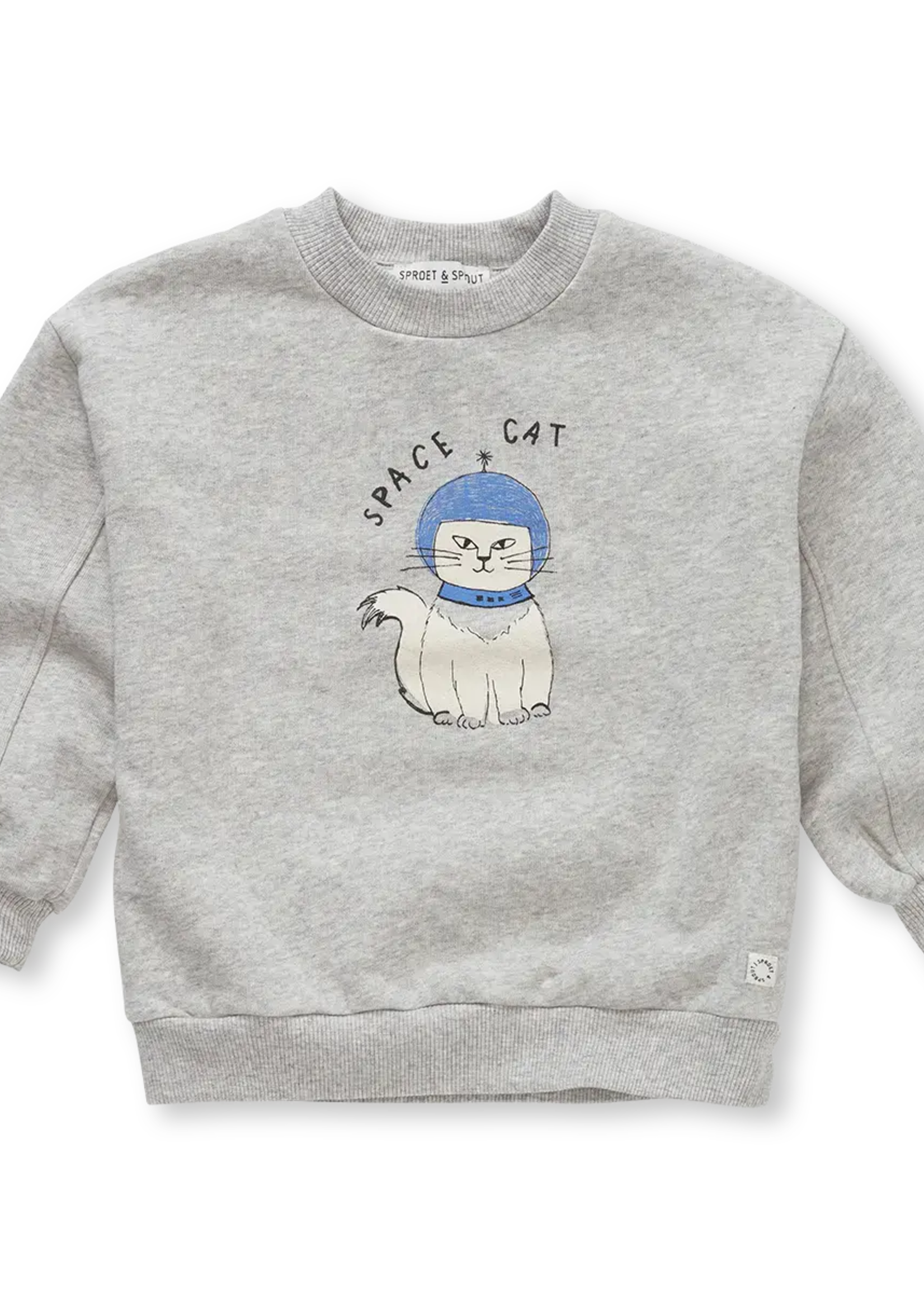 Sproet en Sprout Sweatshirt space kat | Grey Melee - Sproet en Sprout