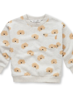 Sproet en Sprout Sweatshirt moustache dog print |Light Grey Melee - Sproet en Sprout
