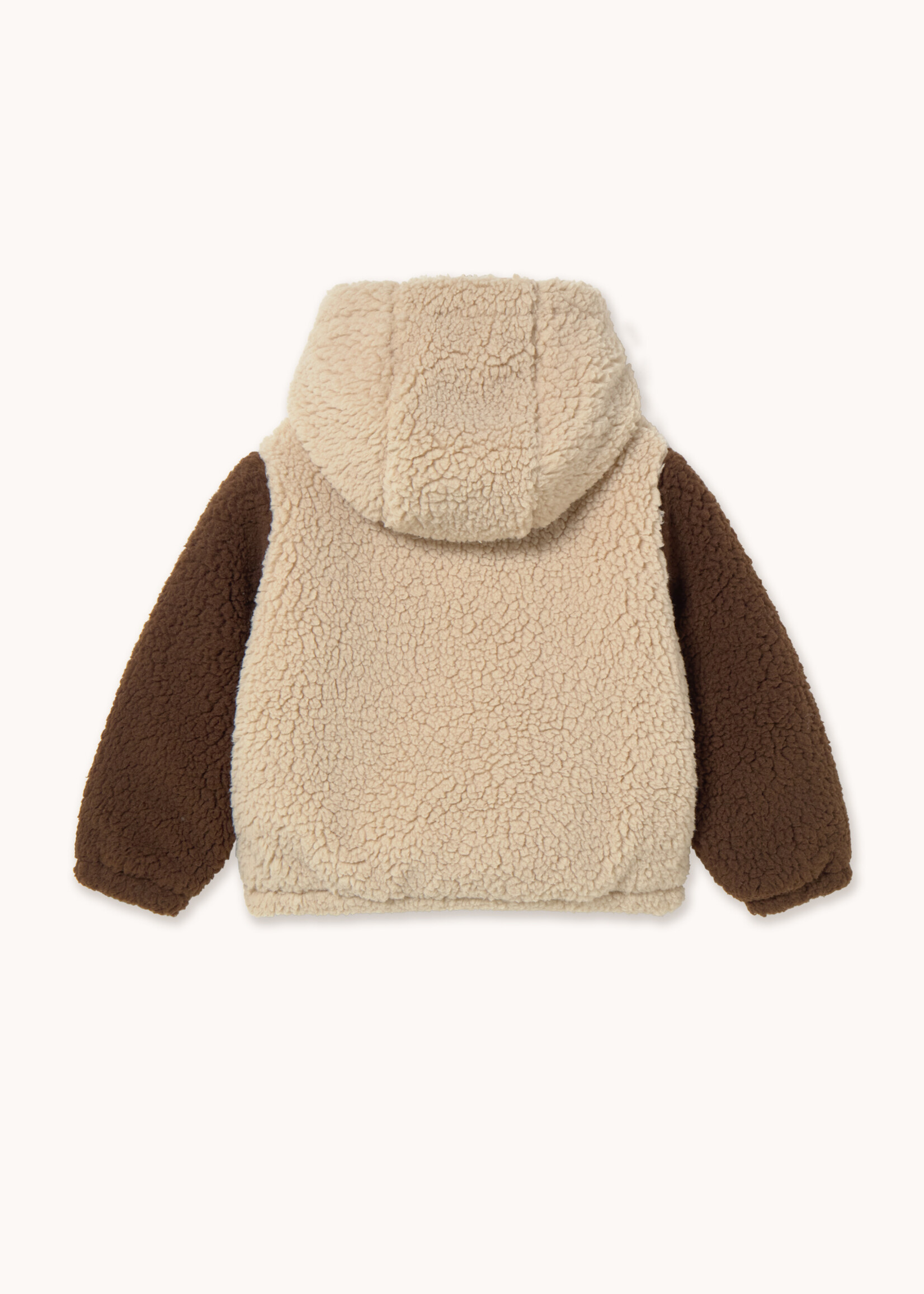 Tiny Cottons Color block sherpa hoodie Ecru - Tiny Cottons