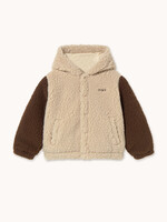 Tiny Cottons Color block sherpa hoodie Ecru - Tiny Cottons