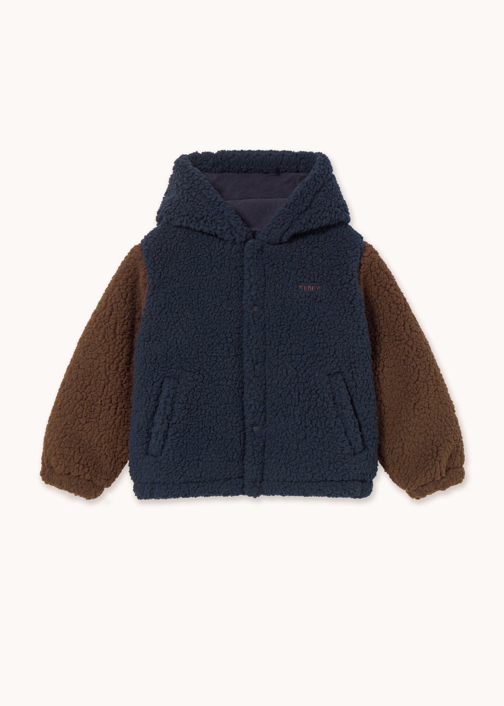 Tiny Cottons Color block sherpa hoodie Blue - Tiny Cottons
