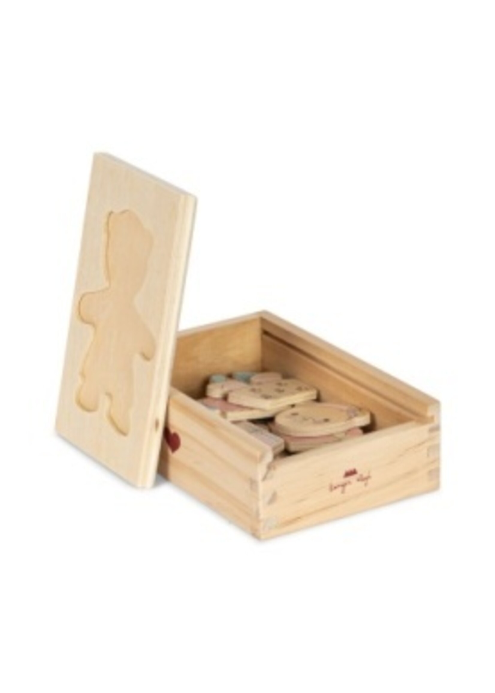 Konges Slojd Wooden teddy dress up puzz | Dusty pink - Konges slojd