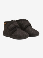 Enfant Baby wool slippers harde zool Chocolat melange - Enfant