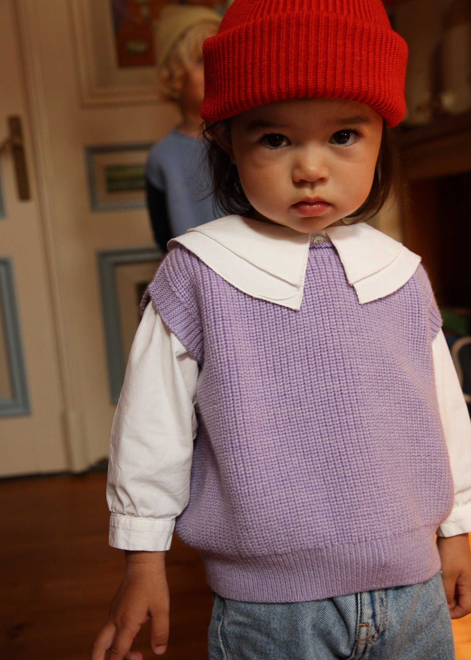 HVID Beanie Fonzie kids Red - Hvid