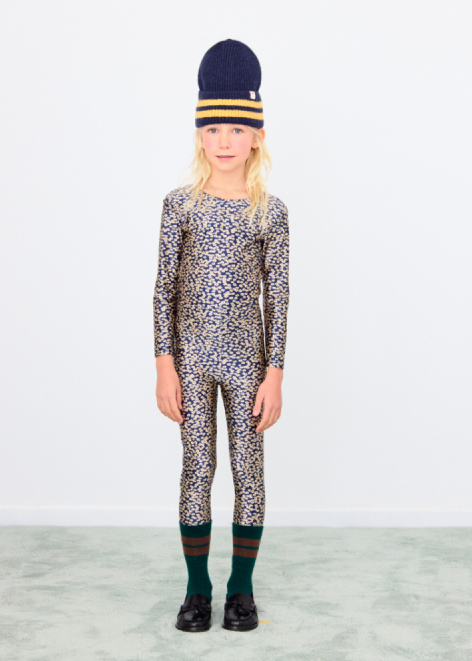 Tiny Cottons Small flower shiny pants Navy - Tiny Cottons