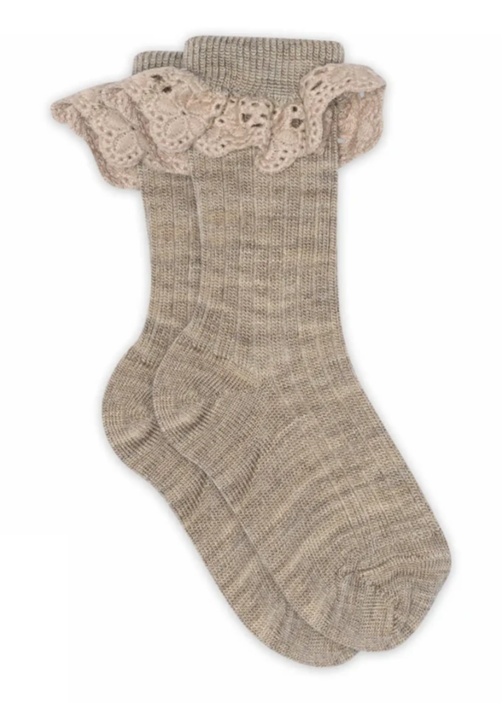 Mp Denmark Lea lace socks | Light brown melange - Mp Denmark