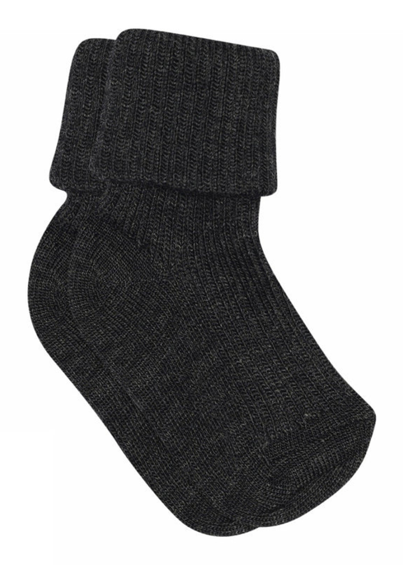 Mp Denmark Wool rib baby socks | Dark grey melange - Mp Denmark