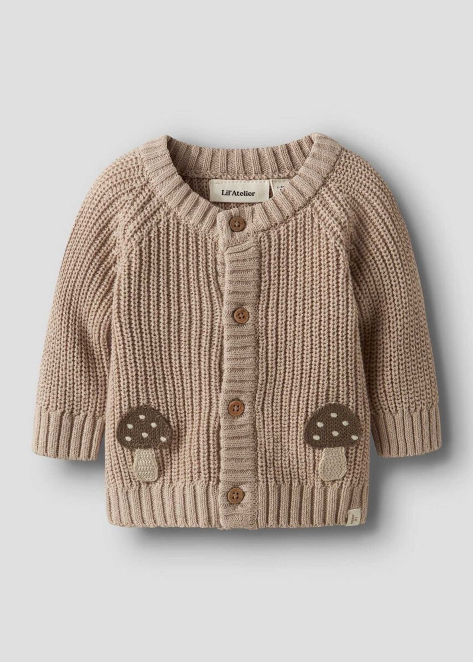 Lil Atelier Nemlen las  LS knit cardigan Oxford Tan - Lil Atelier