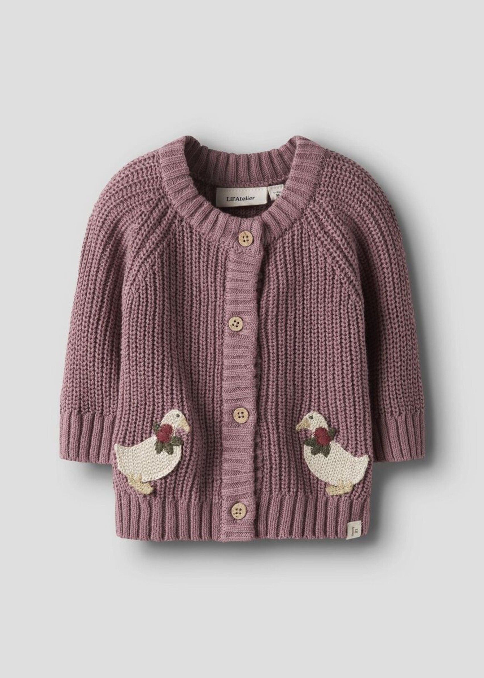 Lil Atelier Nemlen las  LS knit cardigan Nostalgia Rose - Lil Atelier