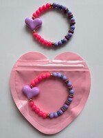 By Melo Armbandje in hartjesverpakking hart paars - By melo