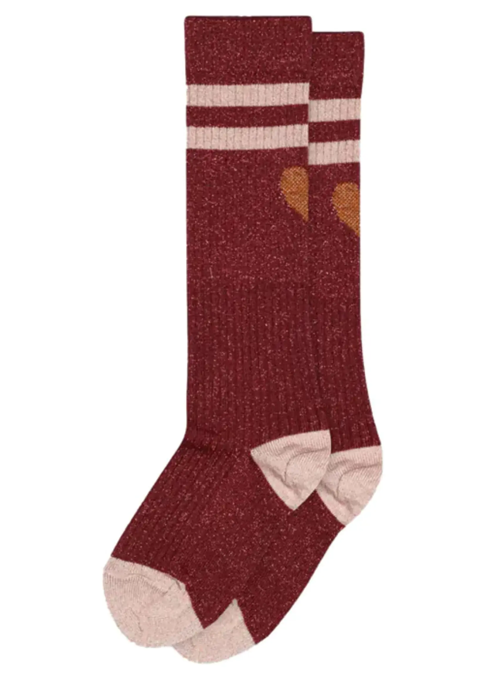 Mp Denmark Elga glitter knee socks | Wine red - Mp Denmark