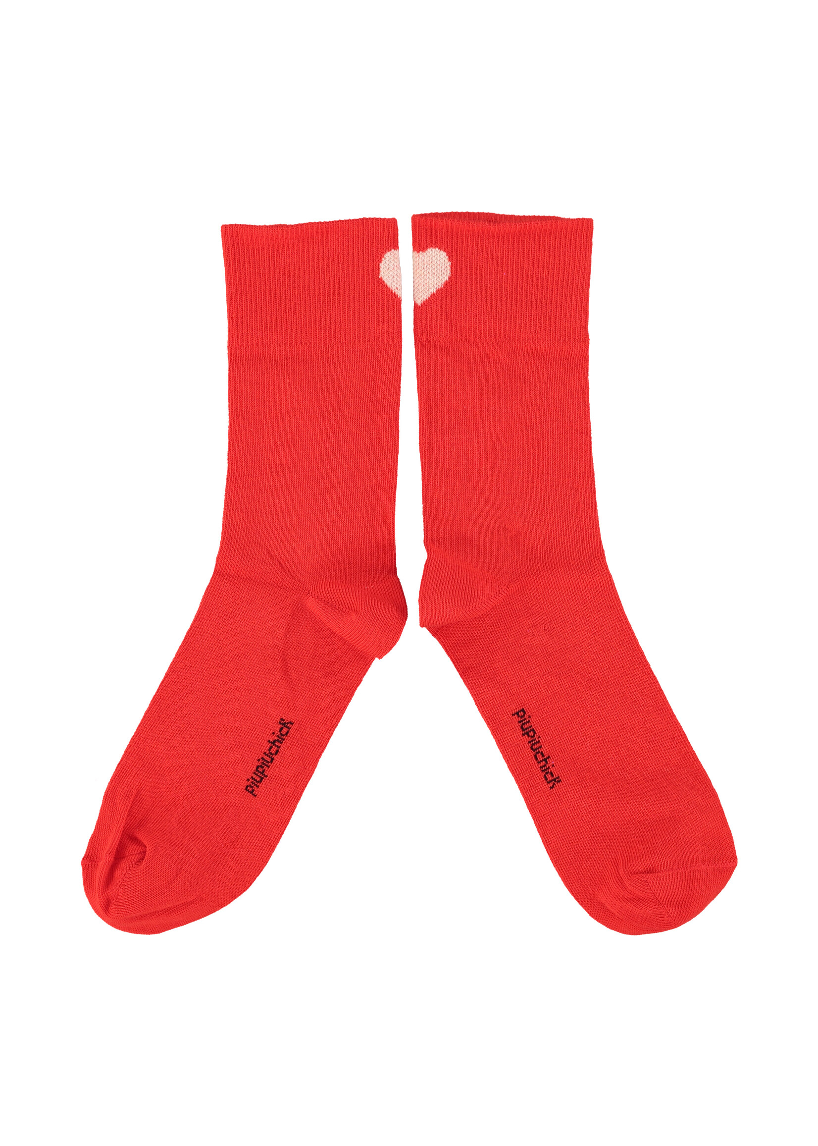 Piupiuchick Socks | Red w/ ecru heart - Piupiuchick