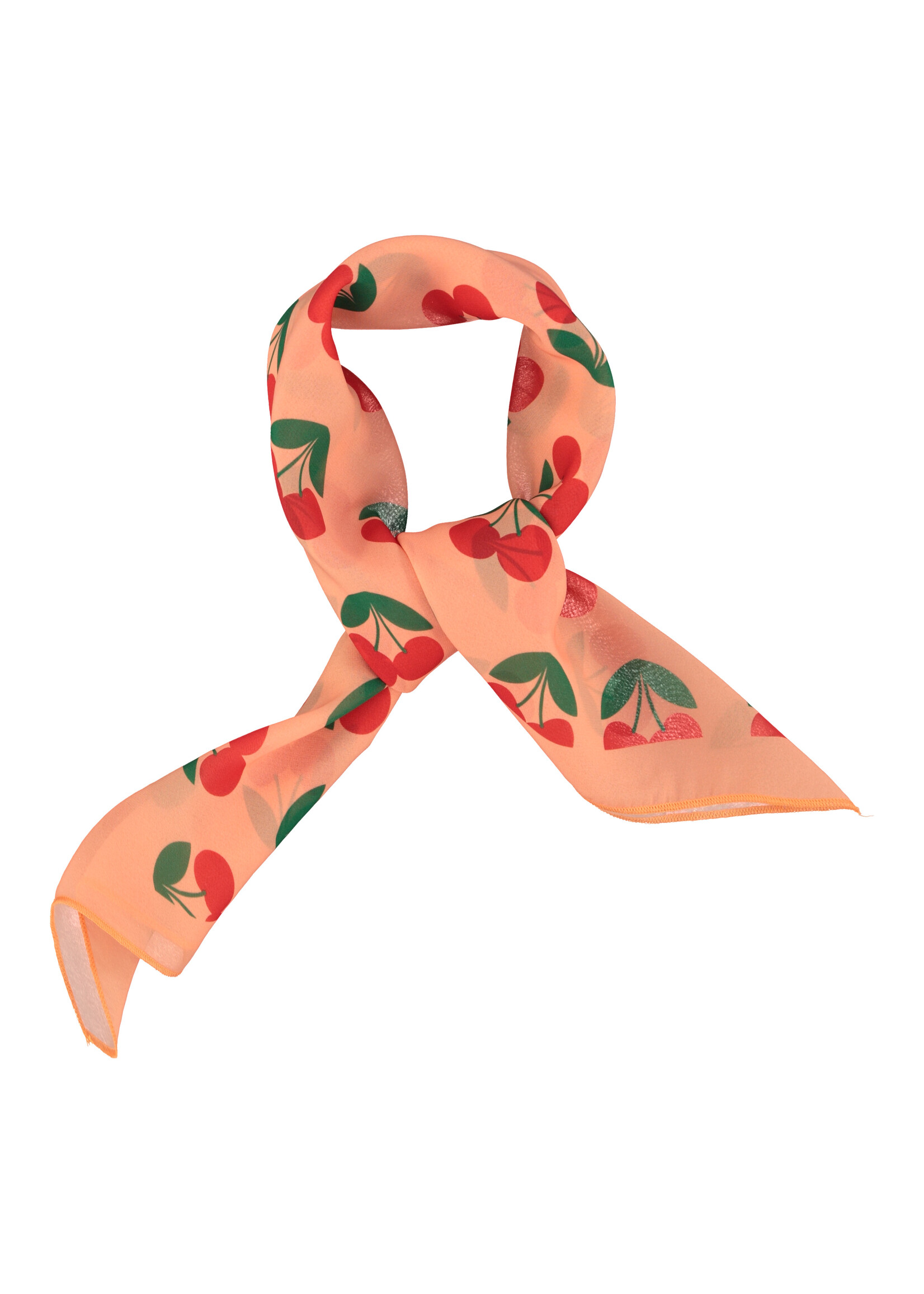 Piupiuchick Silky bandana | Coral w/ cherries allover - Piupiuchick