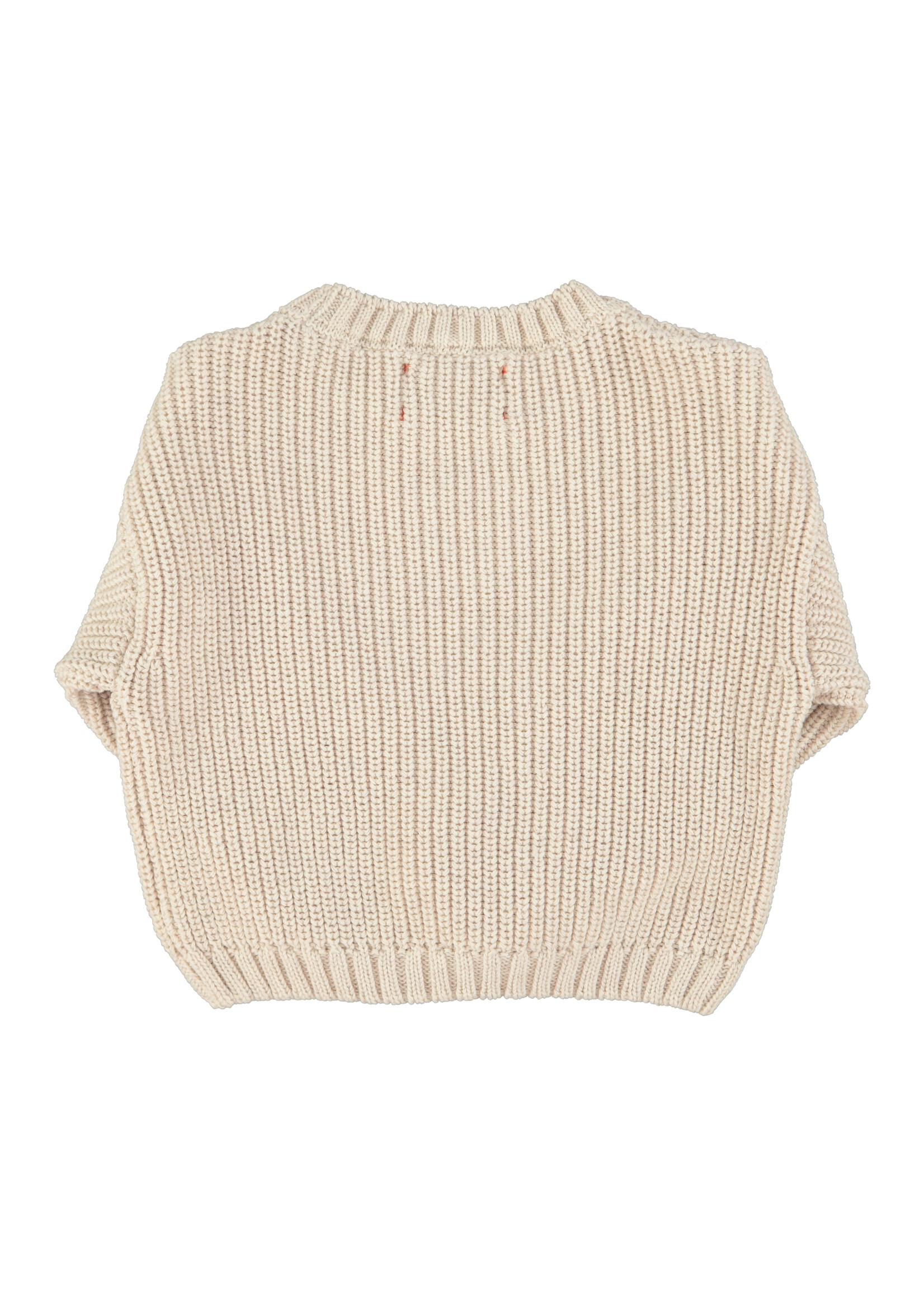Piupiuchick Knitted sweater | Ecru w/ red heart print - Piupiuchick
