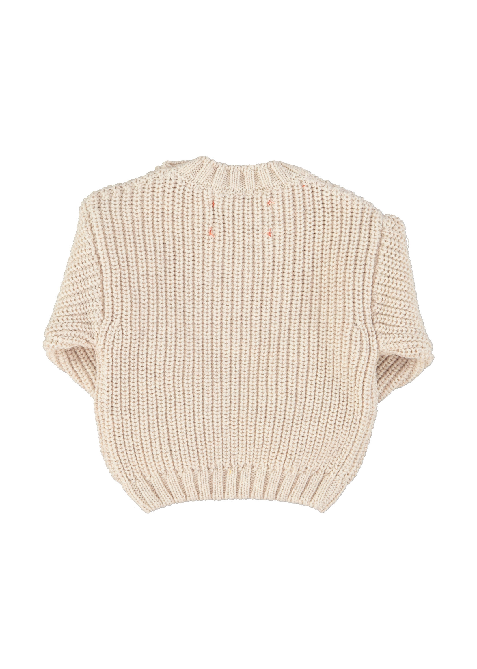 Piupiuchick Knitted sweater | Ecru w/ red heart print - Piupiuchick