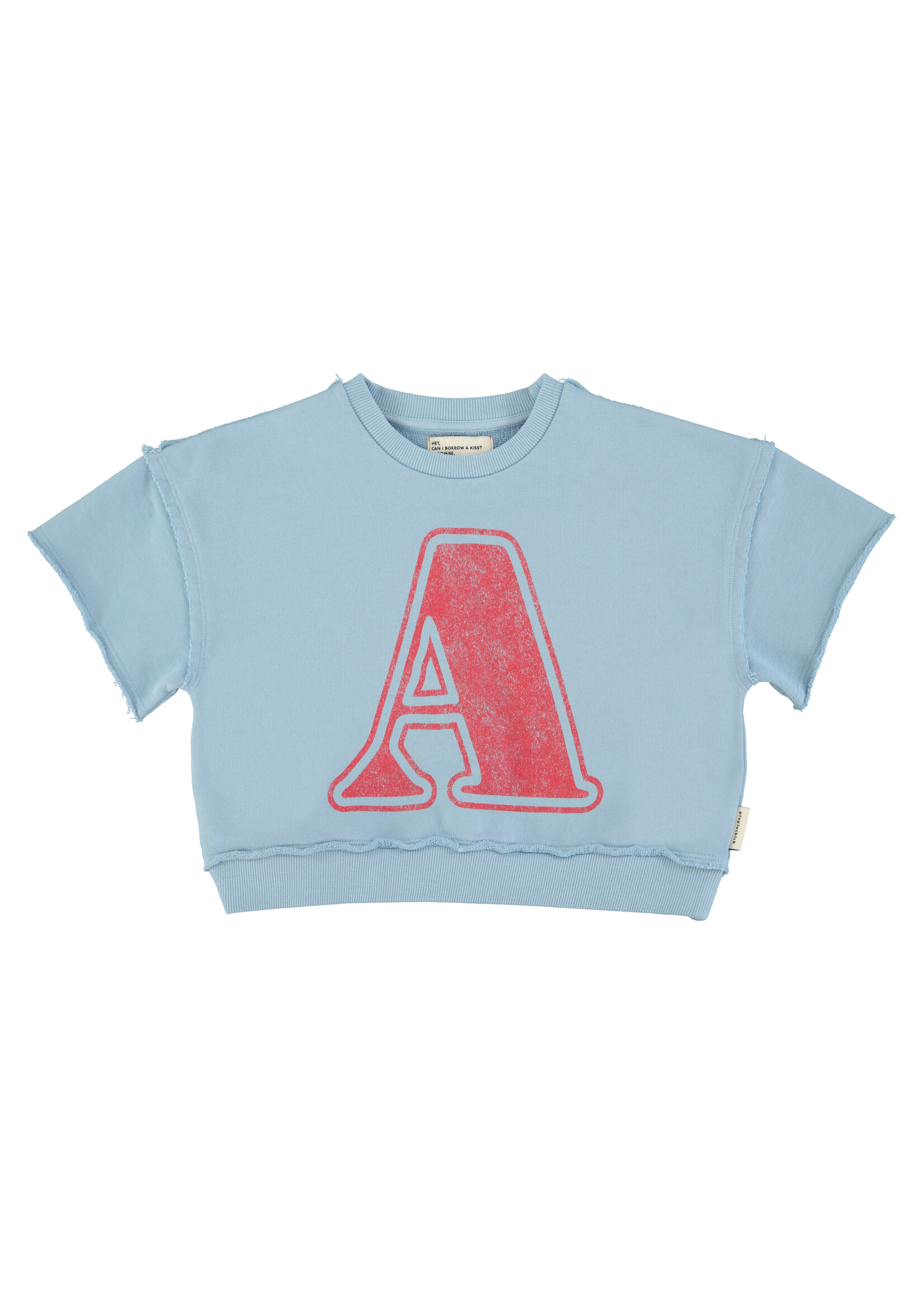 Piupiuchick Short sleeve sweatshirt | Blue w/ A print - Piupiuchick
