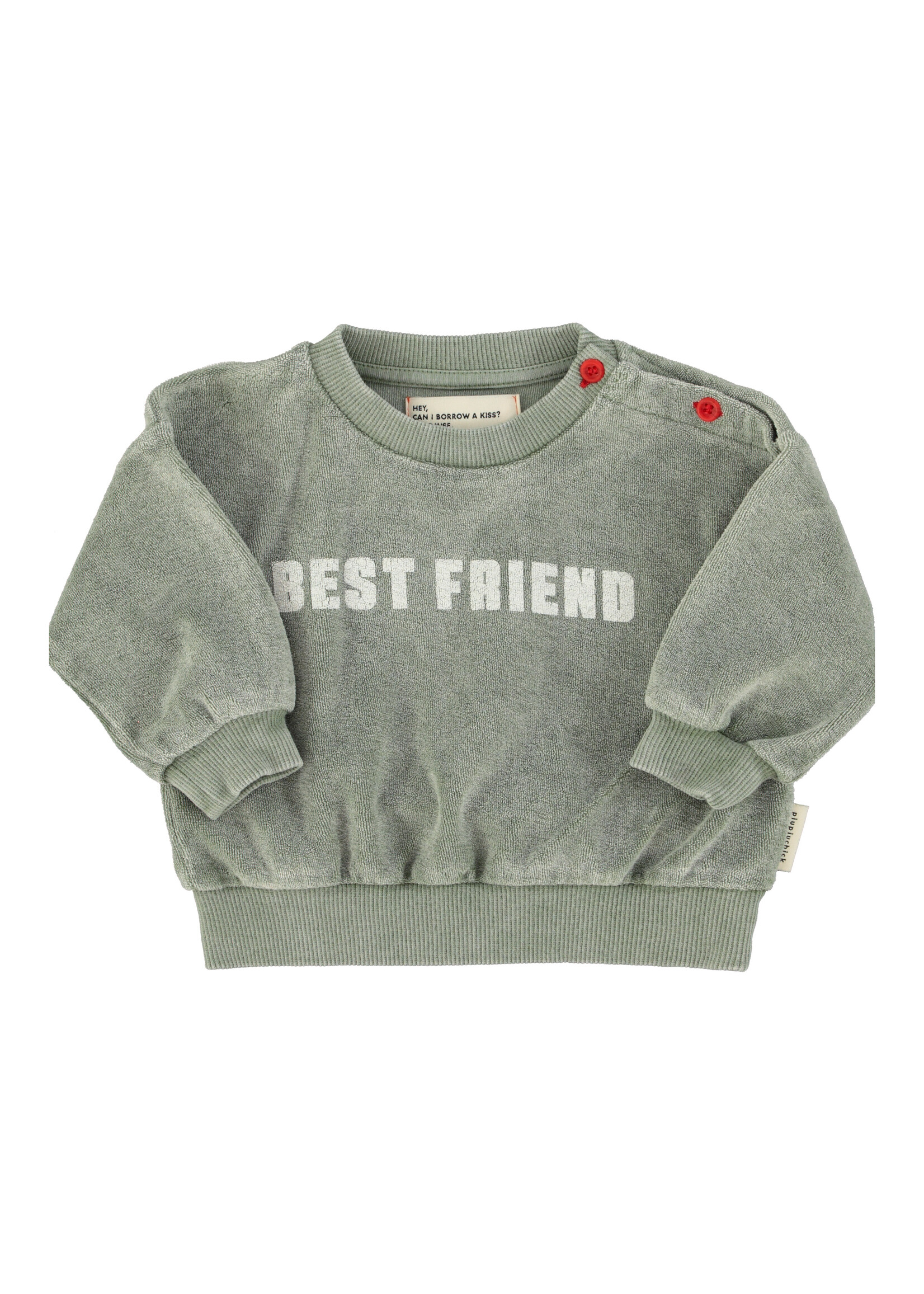 Piupiuchick Sweatshirt | Washed green w/ best friend print - Piupiuchick