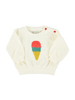 Piupiuchick Sweatshirt | Ecru w/ ice cream print maat 92 - Piupiuchick