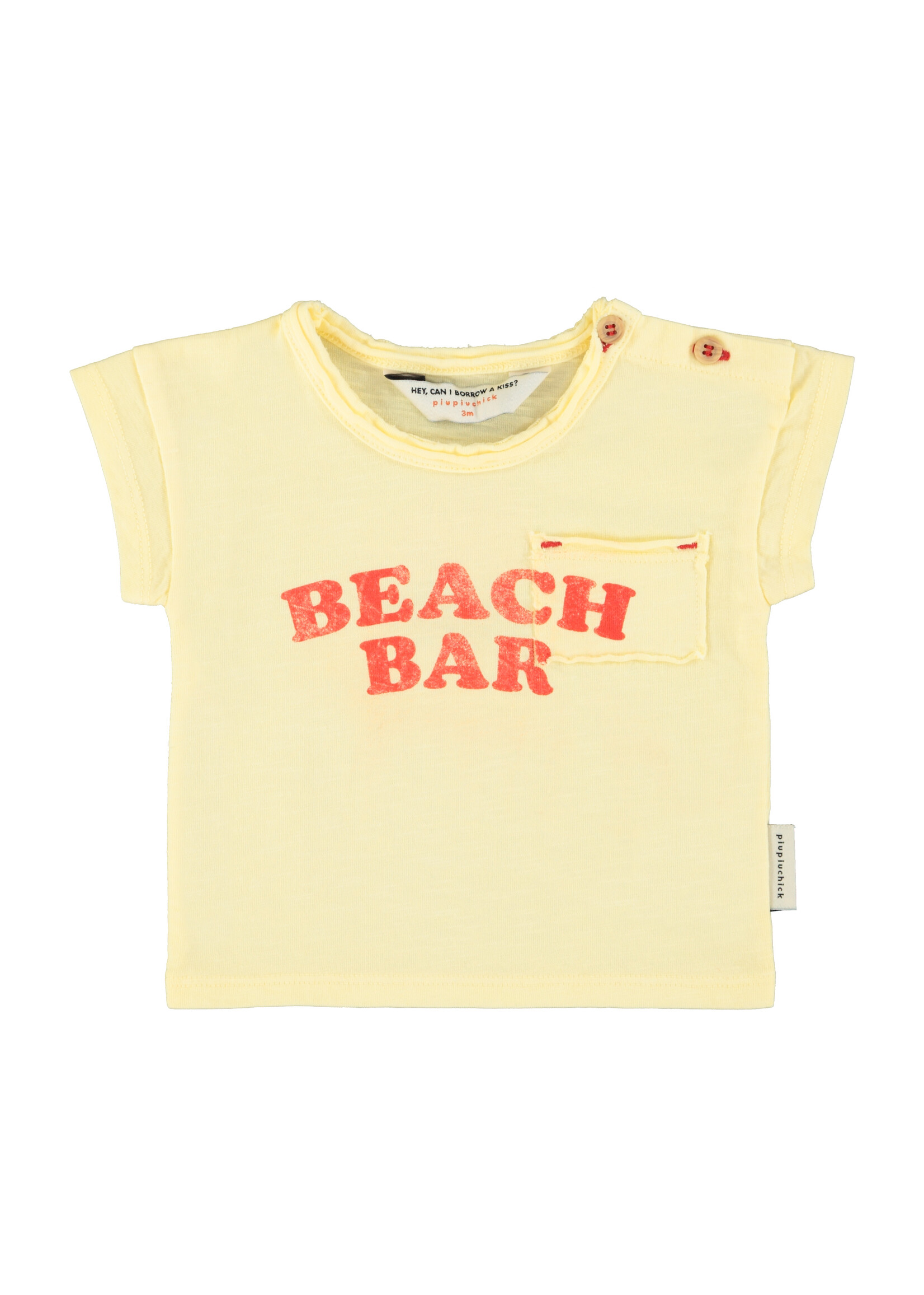 Piupiuchick T’shirt w/ Light yellow w/ beach bar print - Piupiuchick