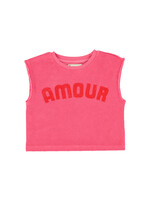 Piupiuchick Sleeveless top | Pink w/ amour print maat 98 - Piupiuchick