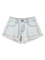 Piupiuchick Shorts with fringes | Washed light blue denim  - Piupiuchick